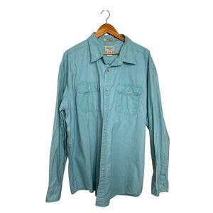 L.L.Bean Sunwashed Canvas Long-Sleeved Men's Shirt in Teal Green Size XXL
